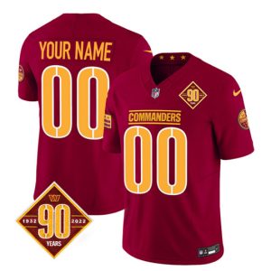 Men Washington Commanders Active Player Custom Burgundy 2023 F.U.S.E. 90th Anniversary Vapor Limited Football Stitched Jersey