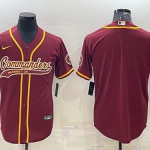 Men Washington Commanders Blank Burgundy With Patch Cool Base Stitched Baseball Jersey