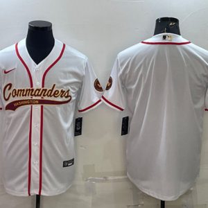 Men Washington Commanders Blank White With Patch Cool Base Stitched Baseball Jersey