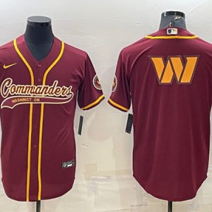 Men Washington Commanders Burgundy Team Big Logo With Patch Cool Base Stitched Baseball Jersey