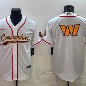 Men Washington Commanders White Team Big Logo With Patch Cool Base Stitched Baseball Jersey