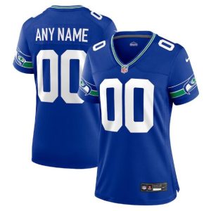 WoMen Seattle Seahawks Active Player Custom Royal Throwback Football Stitched Jersey(Run Small)