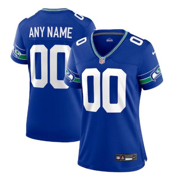 WoMen Seattle Seahawks Active Player Custom Royal Throwback Football Stitched Jersey(Run Small)