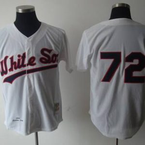 1990 Mitchell and Ness Chicago White Sox #72 Carlton Fisk White Throwback Stitched MLB Jersey