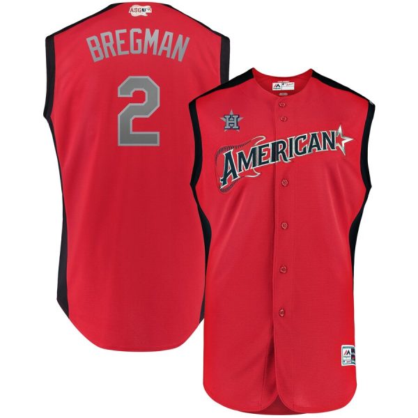 American League #2 Alex Bregman Red 2019 MLB All-Star Game Workout Stitched Jersey