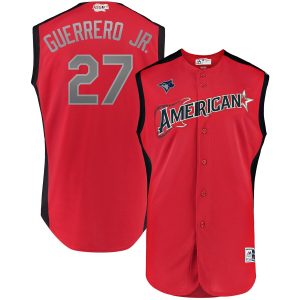 American League #27 Vladimir Guerrero Jr. Red 2019 MLB All-Star Game Workout Stitched Jersey