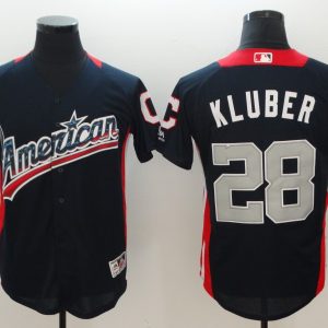 American League #28 Corey Kluber Navy 2018 MLB All-Star Game Home Run Derby Jersey