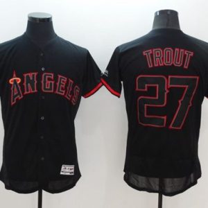 Angels of Anaheim #27 Mike Trout Black Fashion Flexbase Collection Stitched MLB Jersey