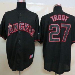 Angels of Anaheim #27 Mike Trout Black Fashion Stitched MLB Jersey