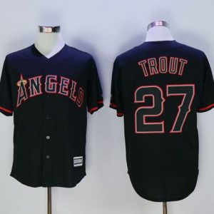 Angels of Anaheim #27 Mike Trout Black New Cool Base Fashion Stitched MLB Jersey