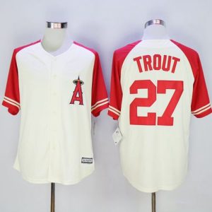 Angels of Anaheim #27 Mike Trout Cream/Red Exclusive New Cool Base Stitched MLB Jersey