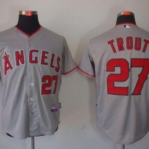 Angels of Anaheim #27 Mike Trout Grey Cool Base Stitched MLB Jersey