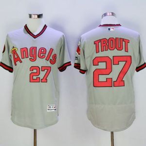 Angels of Anaheim #27 Mike Trout Grey Flexbase Collection Cooperstown Stitched MLB Jersey