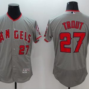 Angels of Anaheim #27 Mike Trout Grey Flexbase Collection Stitched MLB Jersey