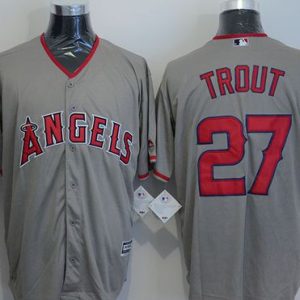 Angels of Anaheim #27 Mike Trout Grey New Cool Base Stitched MLB Jersey