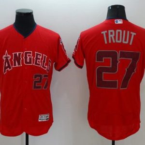 Angels of Anaheim #27 Mike Trout Red Fashion Stars & Stripes Flexbase Stitched MLB Jersey