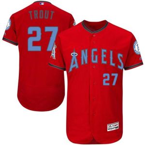 Angels of Anaheim #27 Mike Trout Red Flexbase Collection 2016 Father's Day Stitched MLB Jersey