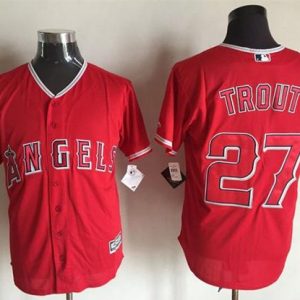 Angels of Anaheim #27 Mike Trout Red New Cool Base Stitched MLB Jersey