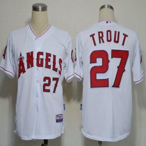 Angels of Anaheim #27 Mike Trout White Cool Base Stitched MLB Jersey