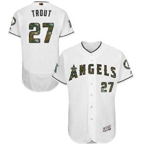 Angels of Anaheim #27 Mike Trout White Flexbase Collection 2016 Memorial Day Stitched MLB Jersey