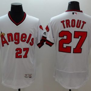 Angels of Anaheim #27 Mike Trout White Flexbase Collection Cooperstown Stitched MLB Jersey