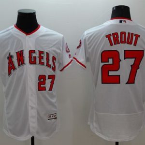 Angels of Anaheim #27 Mike Trout White Flexbase Collection Stitched MLB Jersey