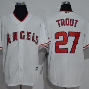 Angels of Anaheim #27 Mike Trout White New Cool Base Stitched MLB Jersey