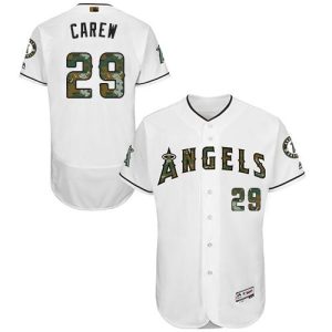 Angels of Anaheim #29 Rod Carew White Flexbase Collection 2016 Memorial Day Stitched MLB Jersey