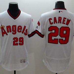 Angels of Anaheim #29 Rod Carew White Flexbase Collection Cooperstown Stitched MLB Jersey