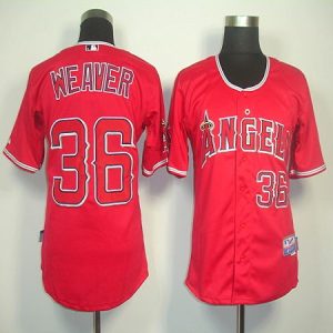 Angels of Anaheim #36 Weaver Jered Red Cool Base Stitched MLB Jersey