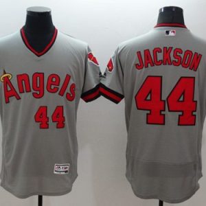 Angels of Anaheim #44 Reggie Jackson Grey Flexbase Collection Cooperstown Stitched MLB Jersey