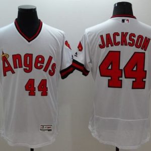 Angels of Anaheim #44 Reggie Jackson White Flexbase Collection Cooperstown Stitched MLB Jersey