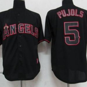 Angels of Anaheim #5 Albert Pujols Black Fashion Stitched MLB Jersey