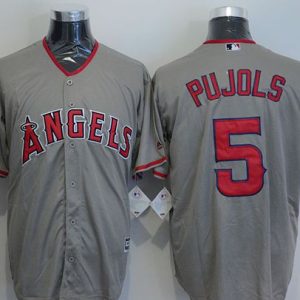 Angels of Anaheim #5 Albert Pujols Grey New Cool Base Stitched MLB Jersey