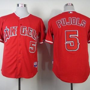 Angels of Anaheim #5 Albert Pujols Red Cool Base Stitched MLB Jersey