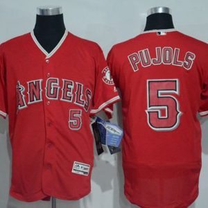 Angels of Anaheim #5 Albert Pujols Red Flexbase Collection Stitched MLB Jersey