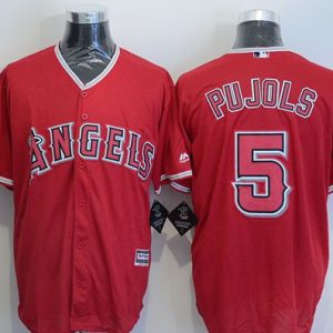 Angels of Anaheim #5 Albert Pujols Red New Cool Base Stitched MLB Jersey