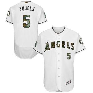 Angels of Anaheim #5 Albert Pujols White Flexbase Collection 2016 Memorial Day Stitched MLB Jersey