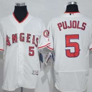 Angels of Anaheim #5 Albert Pujols White Flexbase Collection Stitched MLB Jersey