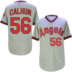 Angels of Anaheim #56 Kole Calhoun Grey Flexbase Collection Cooperstown Stitched MLB Jersey