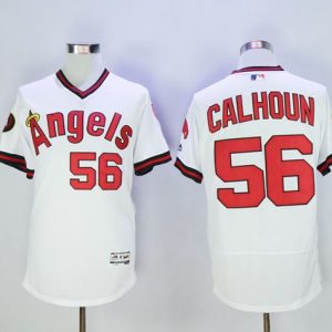 Angels of Anaheim #56 Kole Calhoun White Flexbase Collection Cooperstown Stitched MLB Jersey