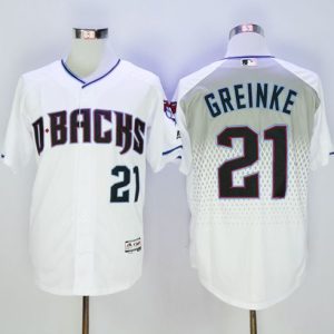 Arizona Diamondbacks #21 Zack Greinke White/Capri New Cool Base Stitched MLB Jersey