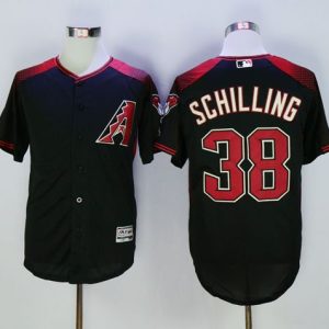 Arizona Diamondbacks #38 Curt Schilling Black/Brick New Cool Base Stitched MLB Jersey