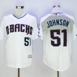 Arizona Diamondbacks #51 Randy Johnson White/Capri New Cool Base Stitched MLB Jersey