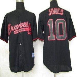 Atlanta Braves #10 Chipper Jones Black Fashion Stitched MLB Jersey