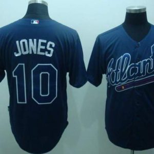 Atlanta Braves #10 Chipper Jones Blue Practise Stitched MLB Jersey