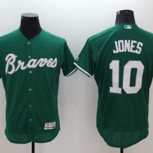 Atlanta Braves #10 Chipper Jones Green Celtic Flexbase Collection Stitched MLB Jersey