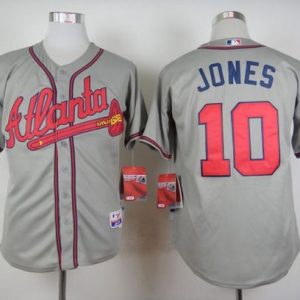 Atlanta Braves #10 Chipper Jones Stitched Grey MLB Jersey