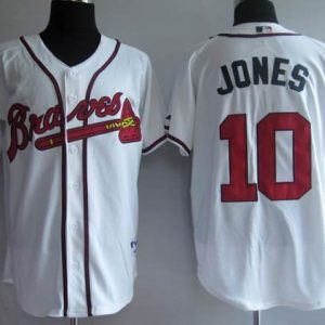 Atlanta Braves #10 Chipper Jones Stitched White MLB Jersey