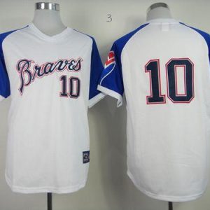 Atlanta Braves #10 Chipper Jones White 1974 Throwback Stitched MLB Jersey